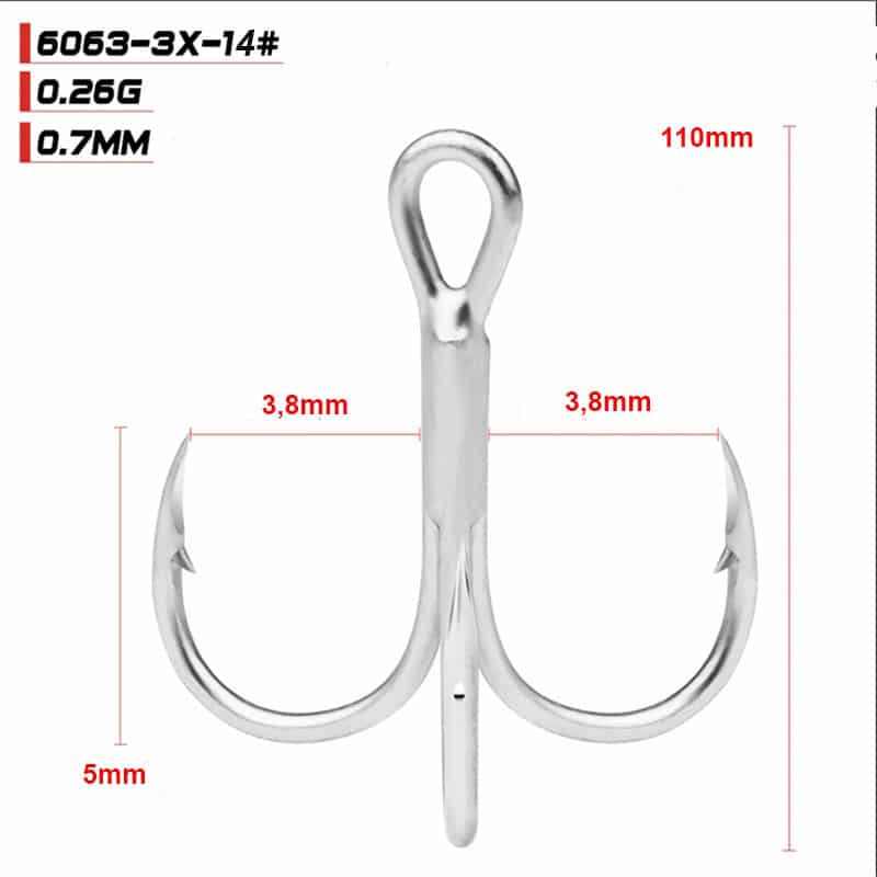 10 Lưỡi Câu Lure Ba Tiêu BKK 6063-3X-CP - Ảnh 7