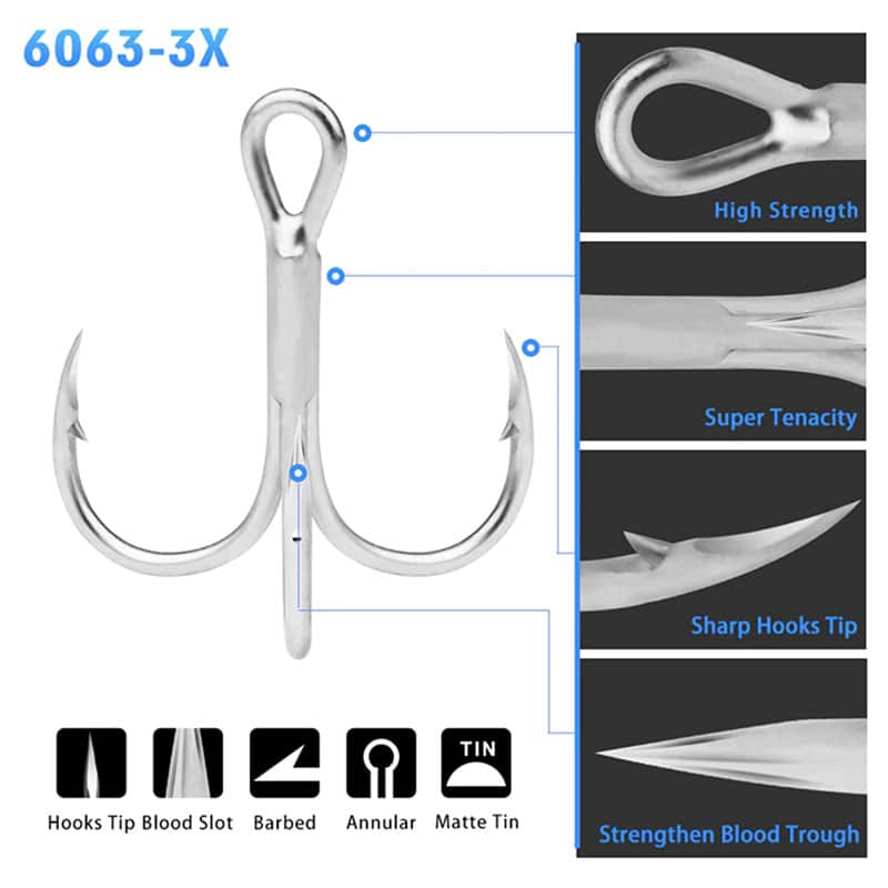 10 Lưỡi Câu Lure Ba Tiêu BKK 6063-3X-CP - Ảnh 2