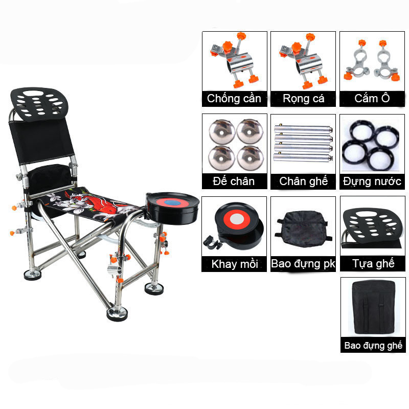 Ghế Địa Hình Câu Đài Loại Tựa Cao 9 Món Phụ Kiện - Ảnh 2