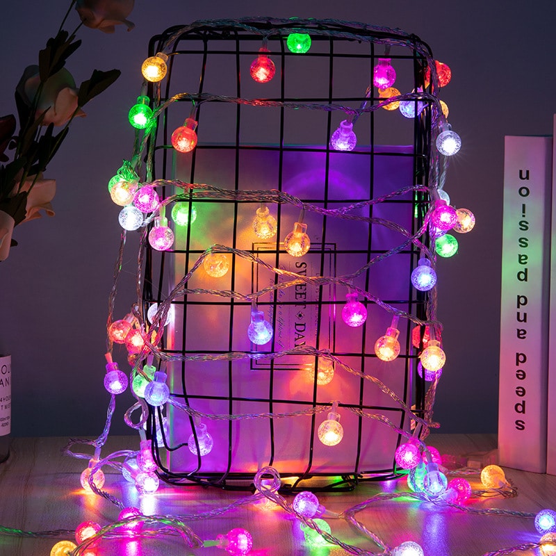 Dây Đèn Led Quả Cầu Pha Lê Nhiều Màu
